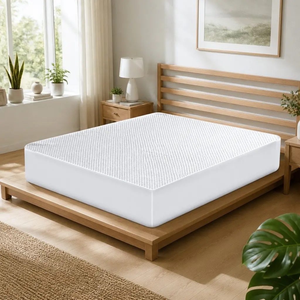 Single Polyester Mattress Protector Topper Waterproof Cooling Fitted Skirt 188cm x 91cm White