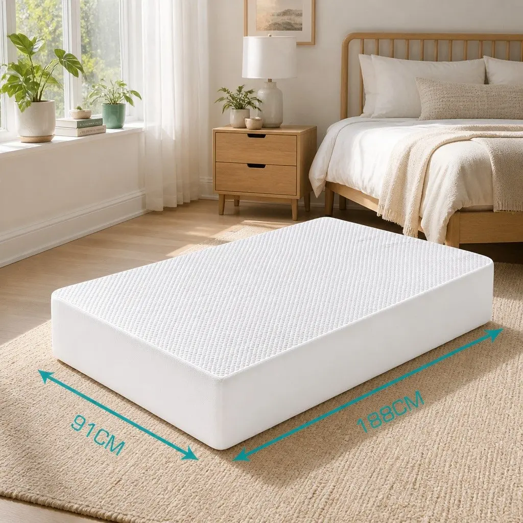 Single Polyester Mattress Protector Topper Waterproof Cooling Fitted Skirt 188cm x 91cm White