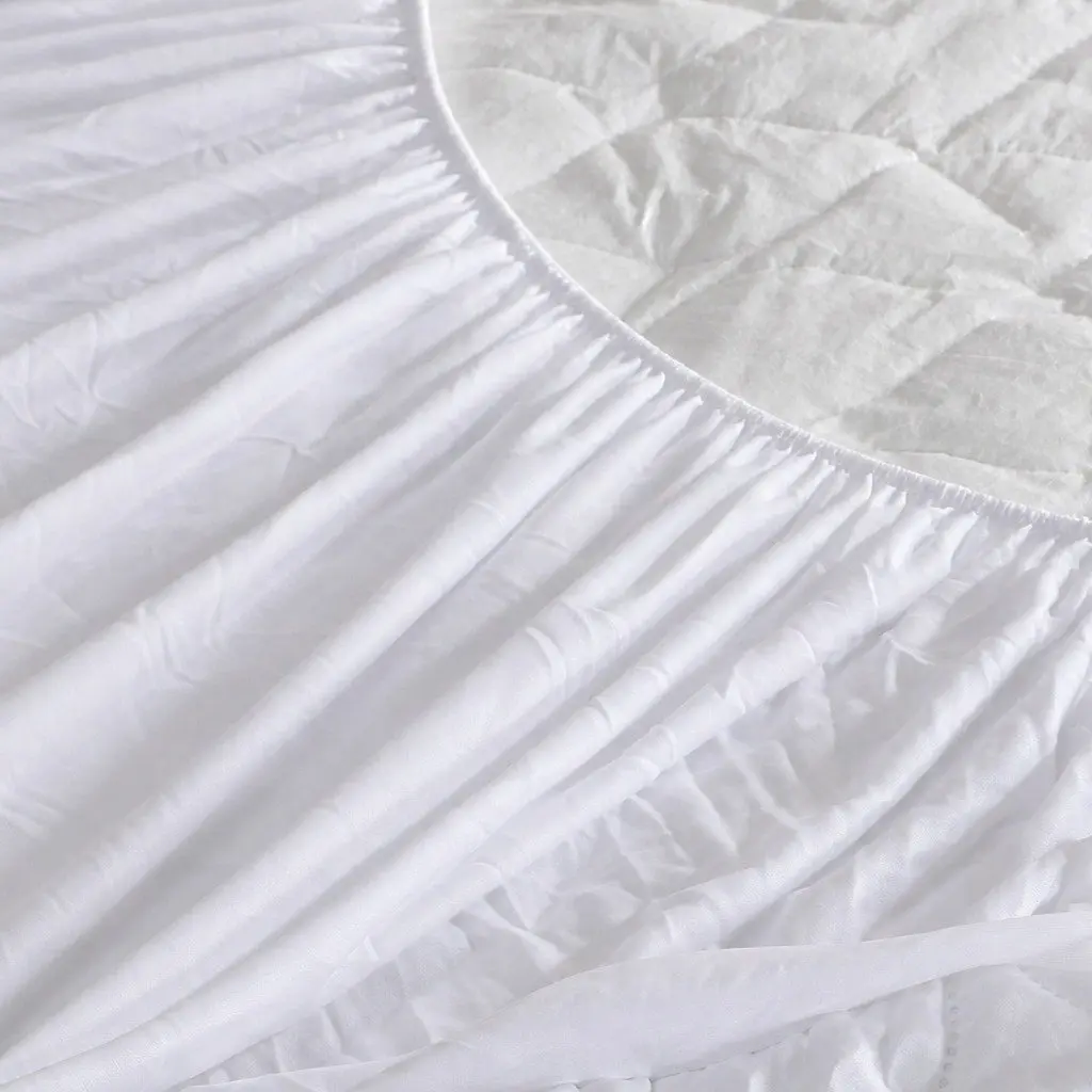 Single Waterproof Fitted Mattress Protector Dust Mite Allergen Prevention White 188cm x 91cm