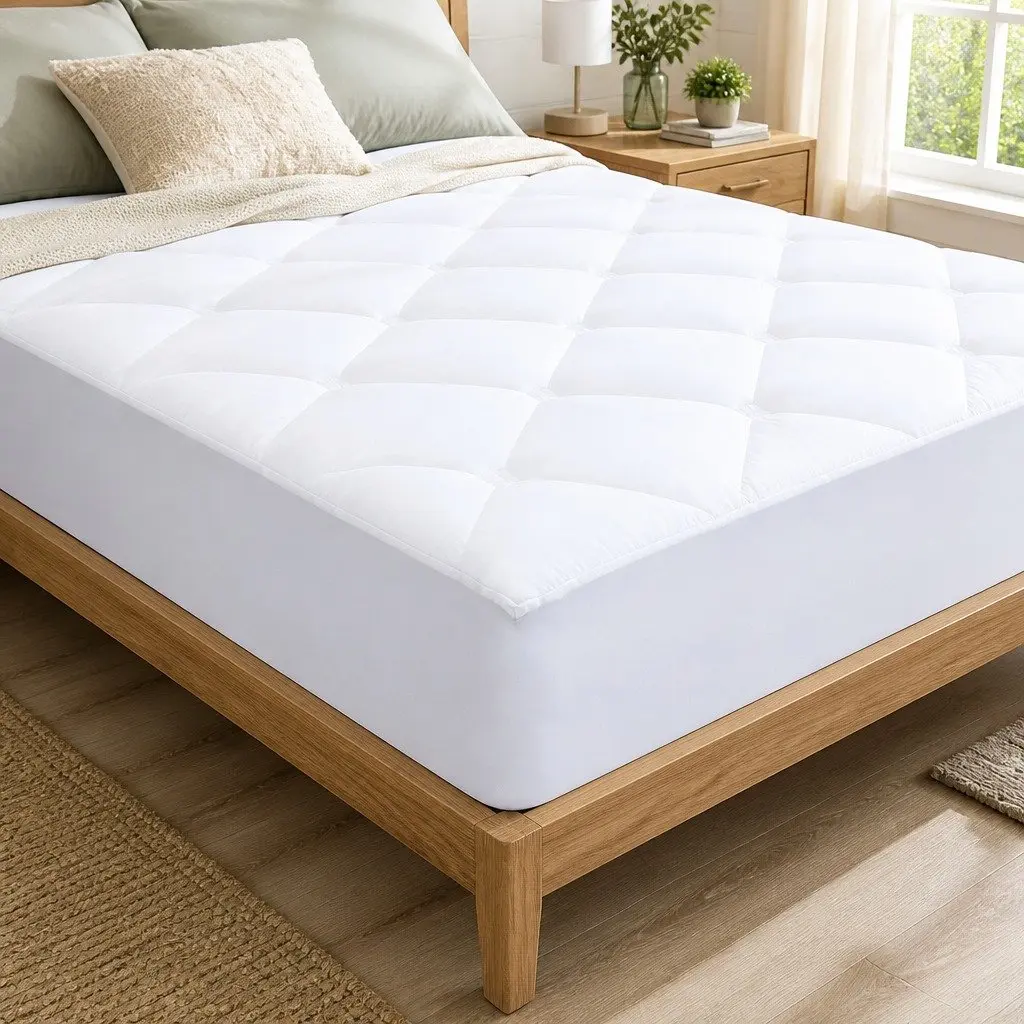 Single Waterproof Fitted Mattress Protector Dust Mite Allergen Prevention White 188cm x 91cm