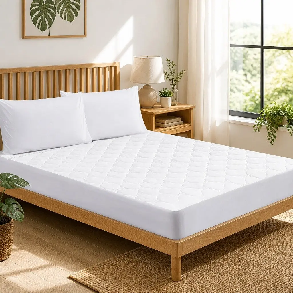 Single Waterproof Fitted Mattress Protector Dust Mite Allergen Prevention White 188cm x 91cm