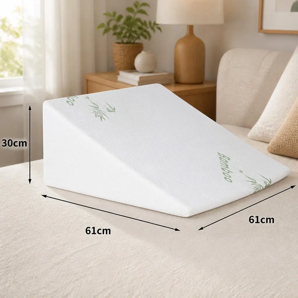Memory Foam Wedge Pillow White 30cm Support For Back And Legs Lounging Sleeping