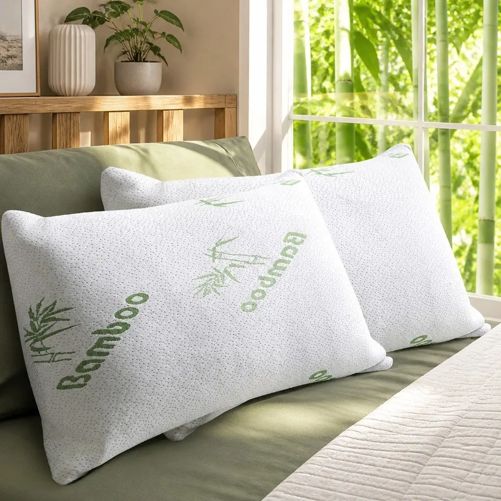 Memory Foam Pillow Bamboo Fabric Cover 70cm x 40cm Neck Support Pressure Relief