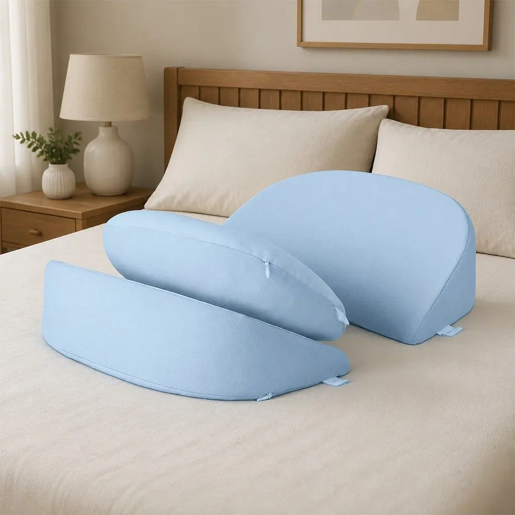 Pregnancy Pillow Full Body Maternity Support Adjustable Memory Foam Cotton Spandex Blue 40cm x 24cm x 12cm