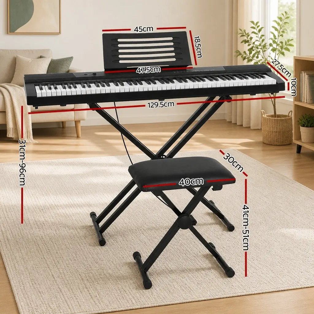 88 Key Electronic Piano Keyboard Digital Musical Instrument Black with Adjustable Stand and Stool