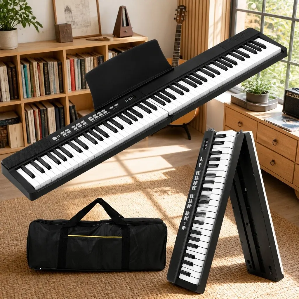88 Key Foldable Electronic Piano Keyboard Digital Music MIDI USB Bluetooth Black