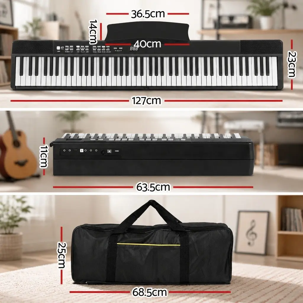 88 Key Foldable Electronic Piano Keyboard Digital Music MIDI USB Bluetooth Black