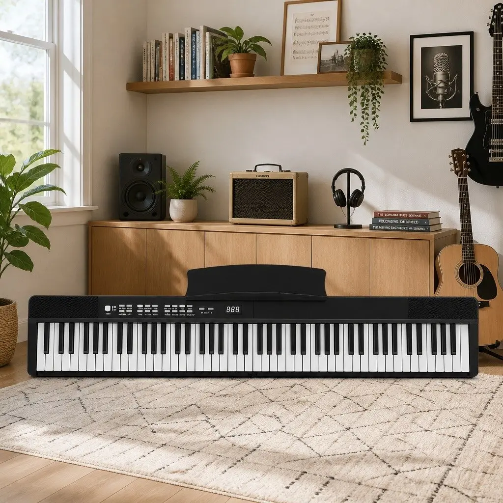 88 Key Foldable Electronic Piano Keyboard Digital Music MIDI USB Bluetooth Black