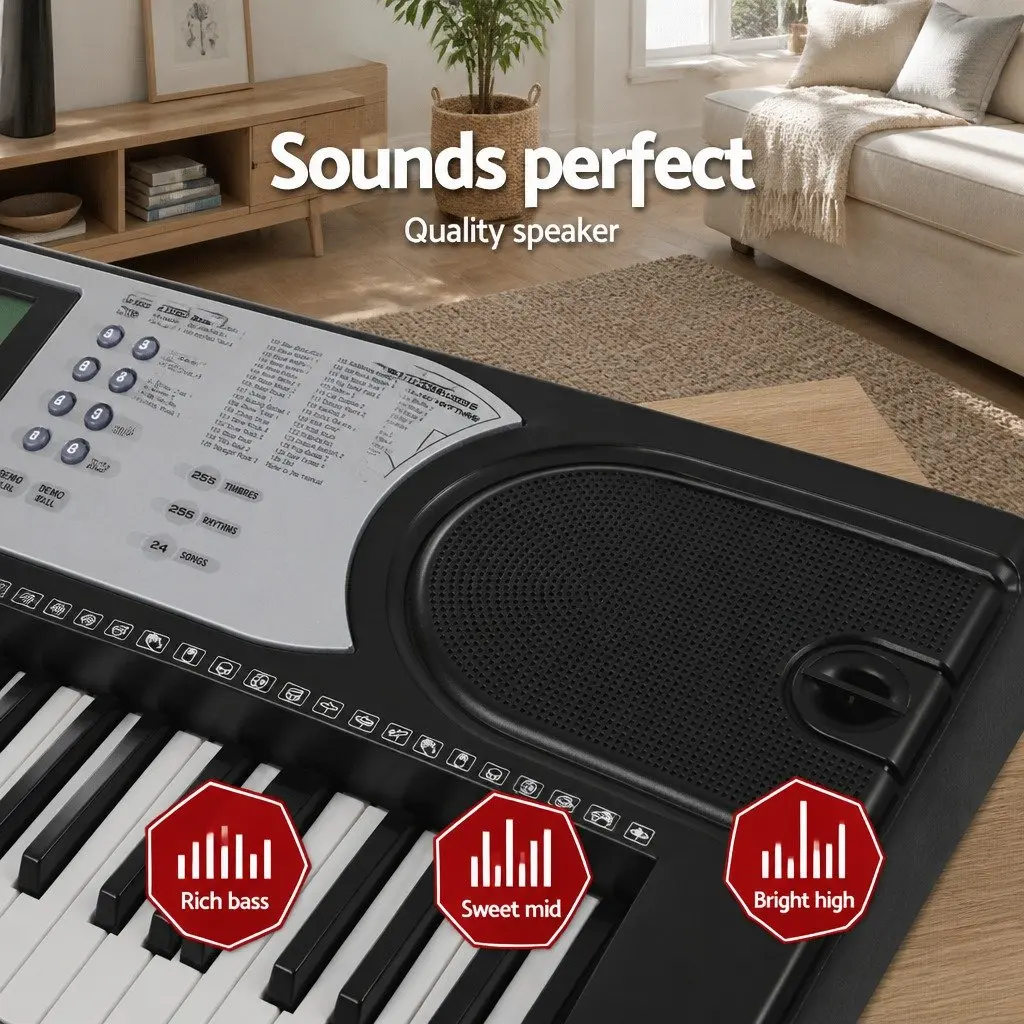 61-Key Electronic Keyboard Digital Music Instrument with LED Adjustable Stand Silver