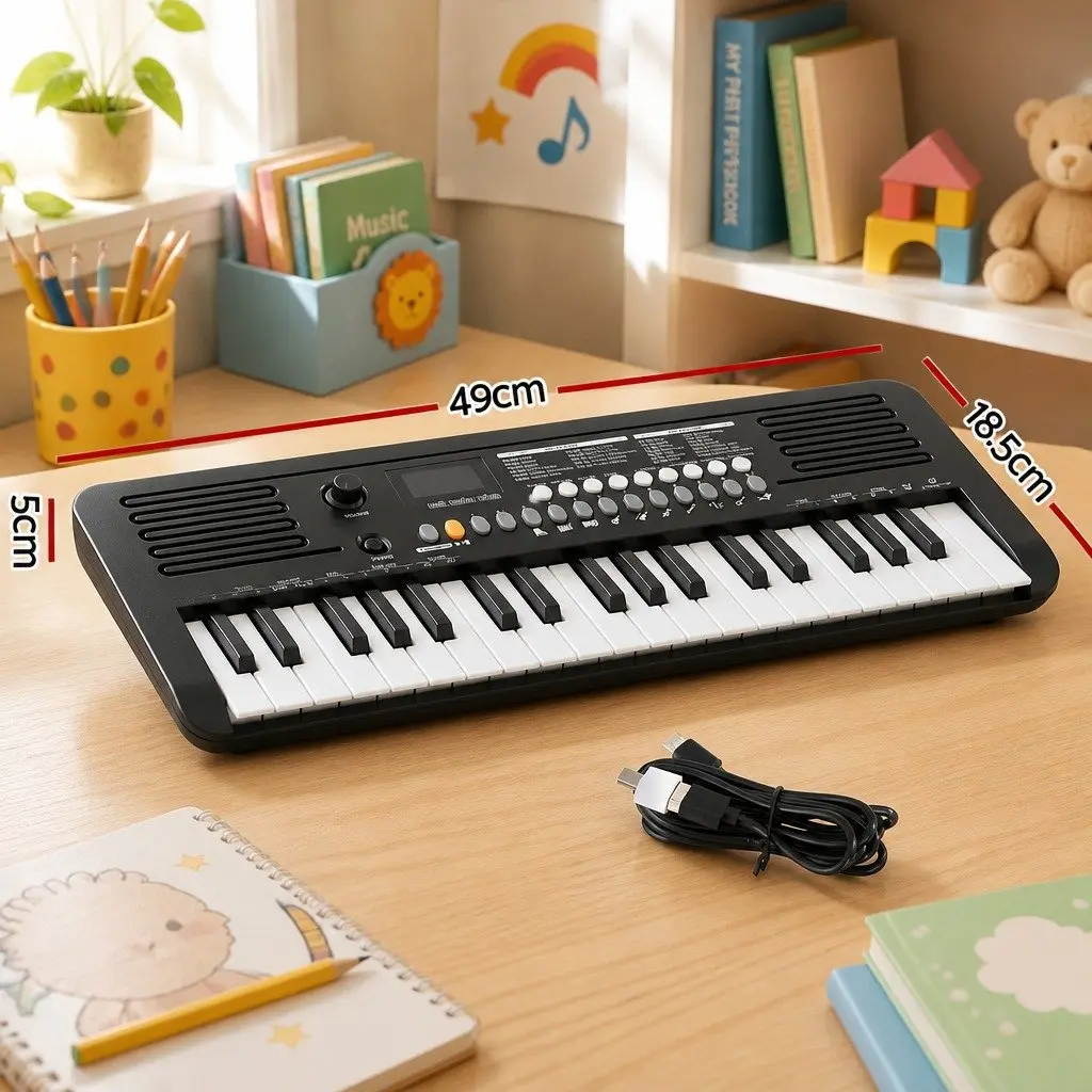 37-Key Digital Piano Keyboard Electric Portable Beginner Black Plastic