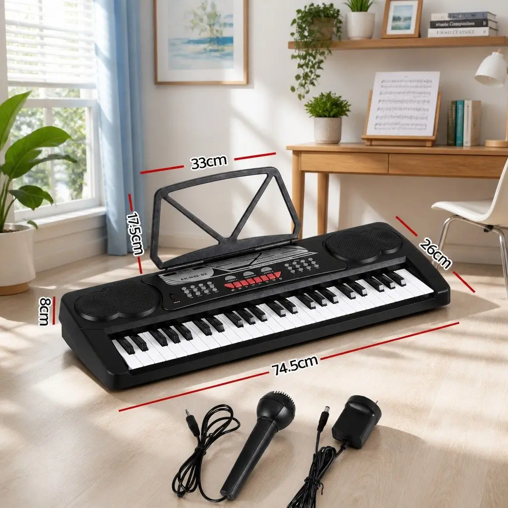 49 Key Electronic Keyboard Portable Digital Piano Black Plastic 745 x 262 x 83 mm
