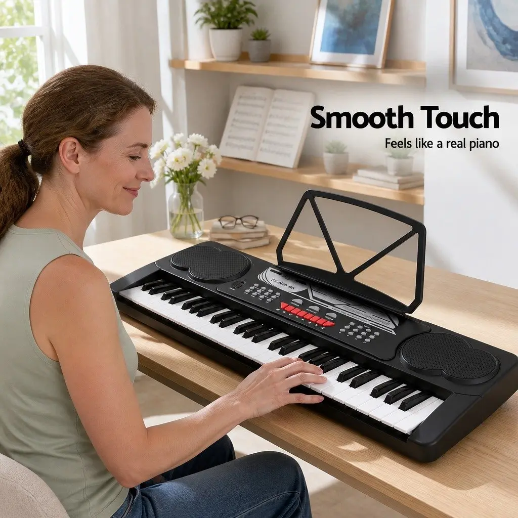 49 Key Electronic Keyboard Portable Digital Piano Black Plastic 745 x 262 x 83 mm