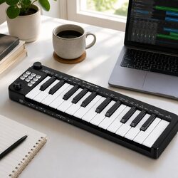 25-Key MIDI Keyboard Controller Portable USB Laptop Music Production Black