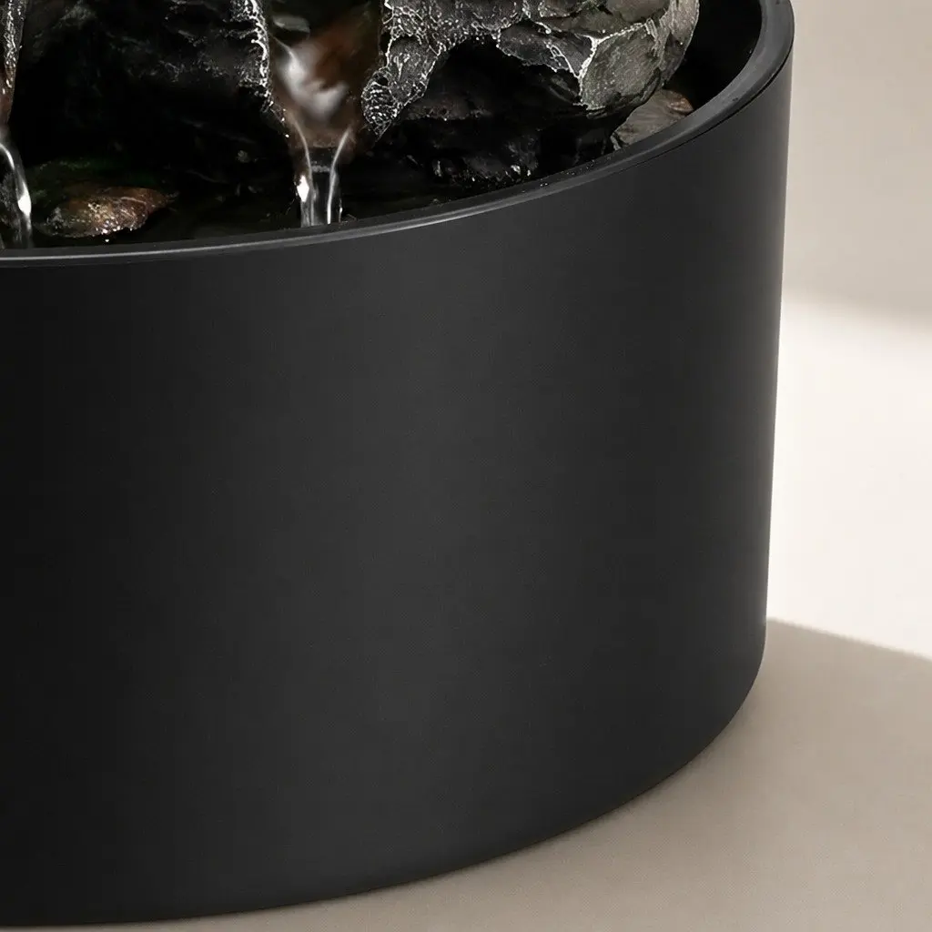 Tabletop Water Fountain Resin LED Light 3 Flow Levels Waterfall Desktop Office