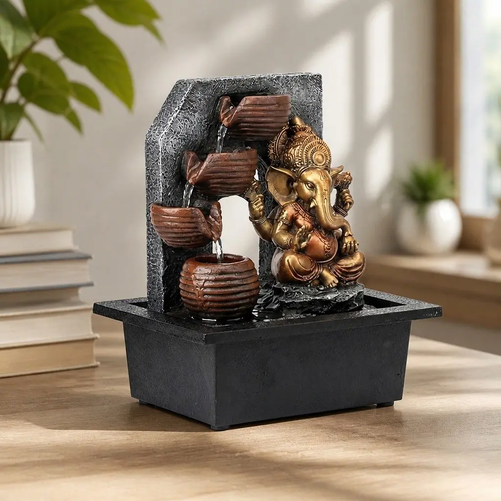 Desktop Fountain LED Tabletop Water Feature Zen Mini Office Living Room Decor