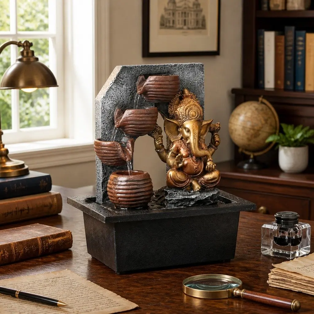 Desktop Fountain LED Tabletop Water Feature Zen Mini Office Living Room Decor