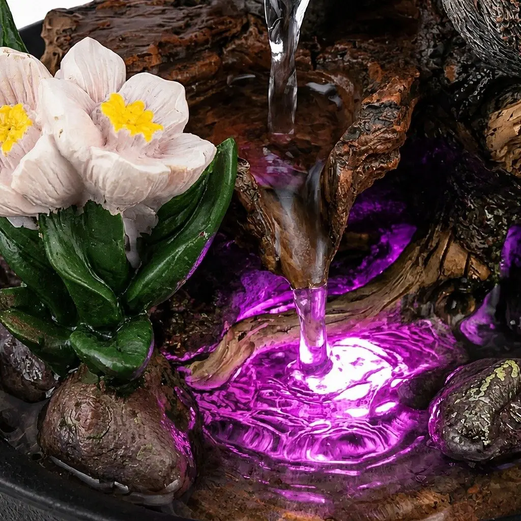 Tabletop Water Fountain Resin 21cm Multicolor Indoor Bird Decor