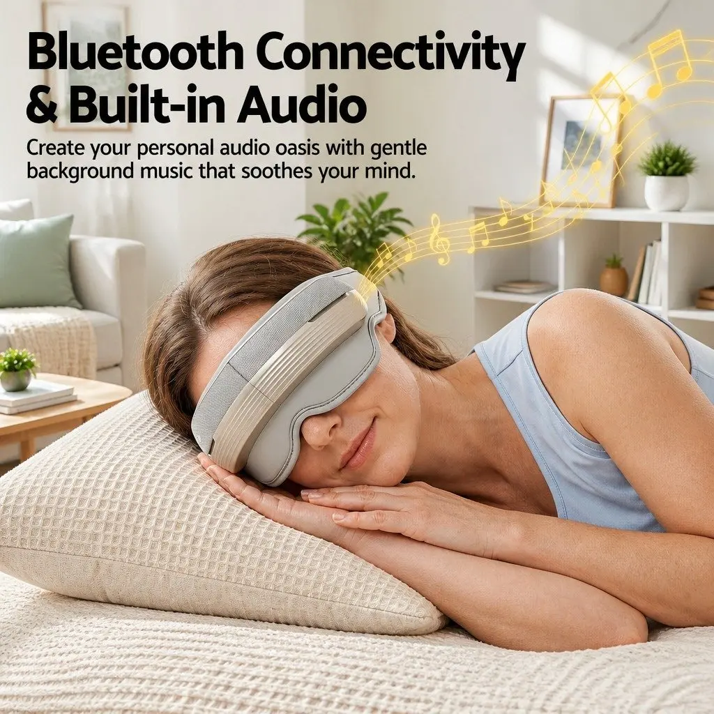 Eye and Head Massager with Heat Air Compression Bluetooth Music 5 Modes Foldable