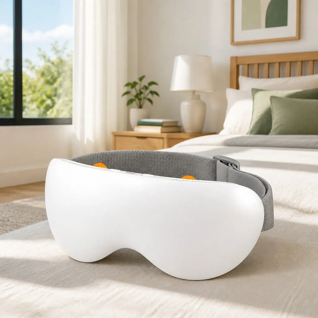 Eye Massager Dual Hot Cold Compress 12 Vibrating Nodes White