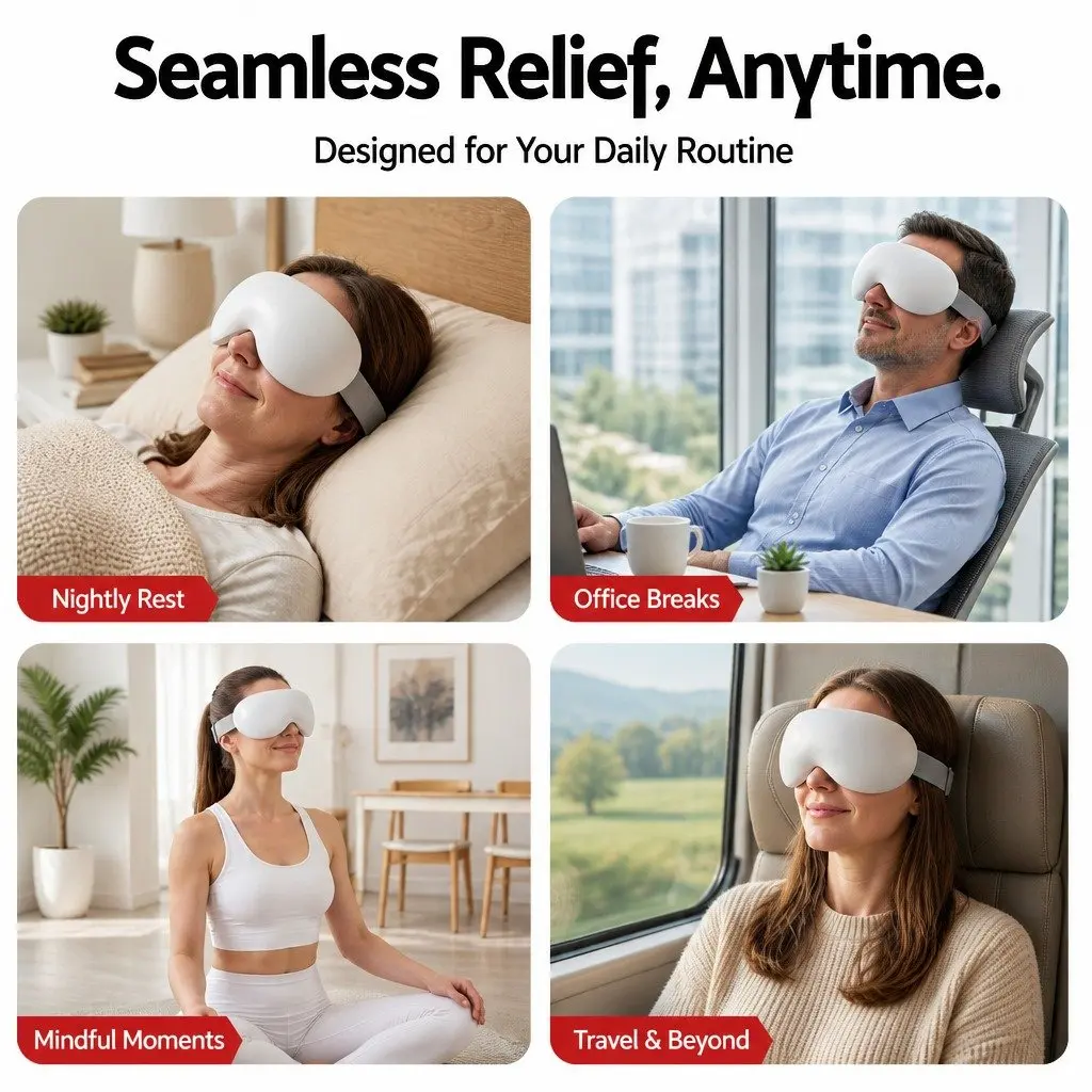 Eye Massager Dual Hot Cold Compress 12 Vibrating Nodes White