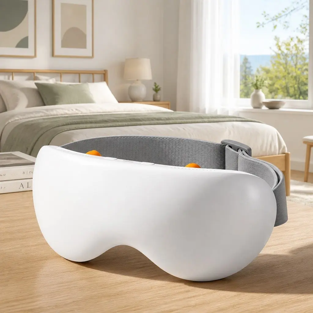 Eye Massager Dual Hot Cold Compress 12 Vibrating Nodes White