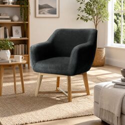 Armchair Tub Chair Charcoal Accent Seat High Resilience Foam Criss-Cross Base