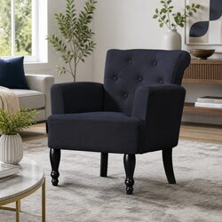 Versatile Black Wingback Armchair for Any Space