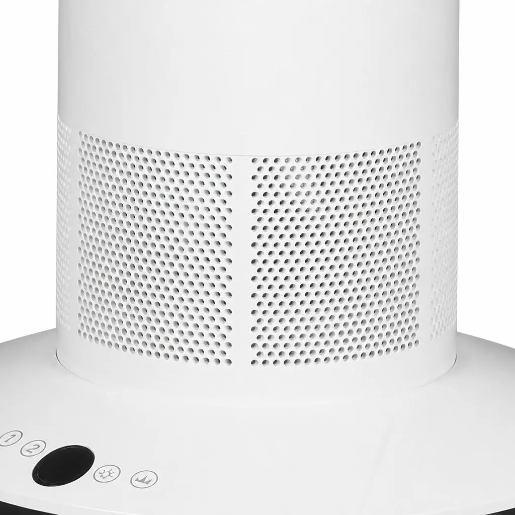 Bladeless Tower Fan Electric Cooler Remote Control 35W White with Silver 72cm