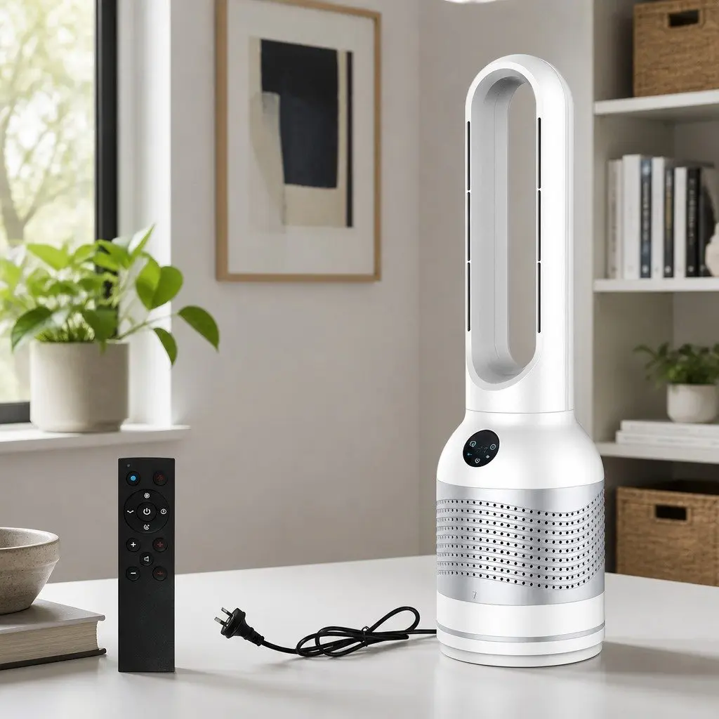Bladeless Fan Cooler Heater Air Purifier 3in1 HEPA Filter 80° Oscillation 8