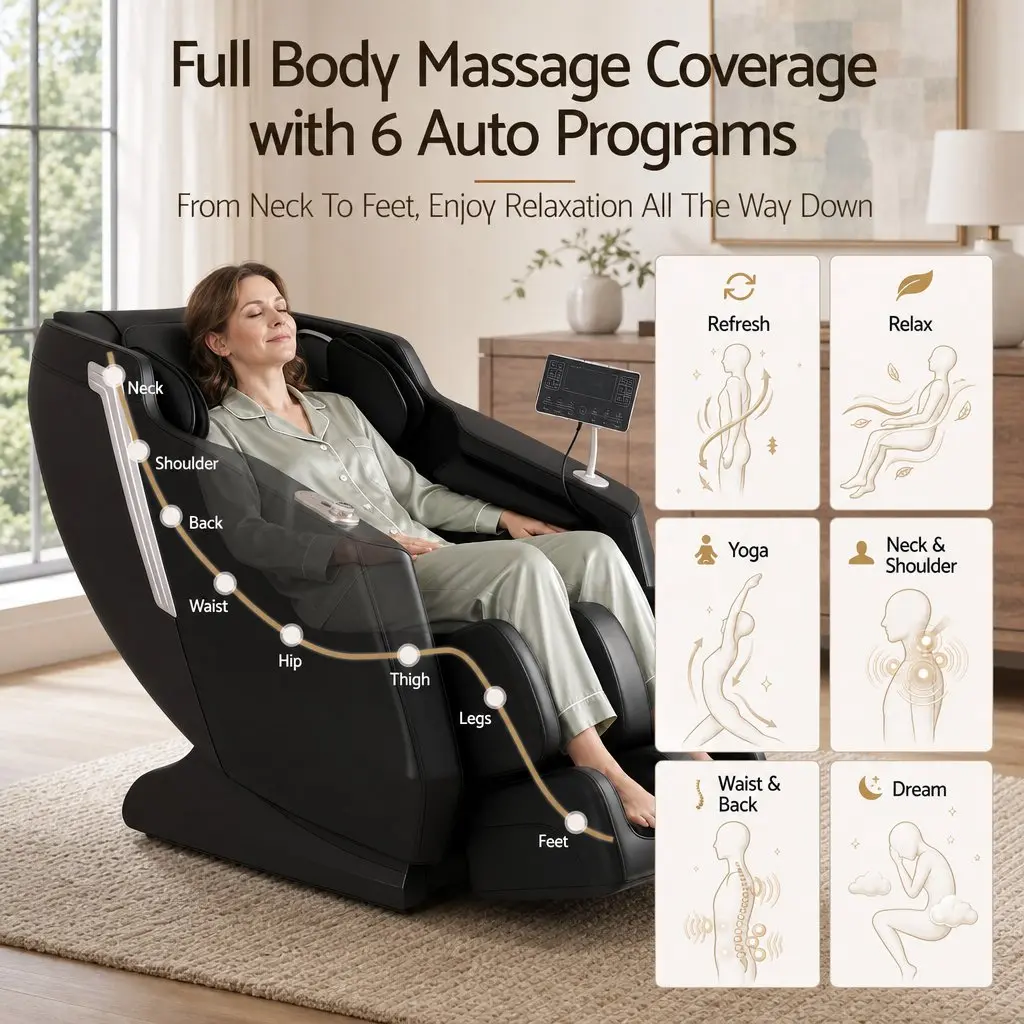 Massage Chair Full Body Zero Gravity Recliner PU Leather Black
