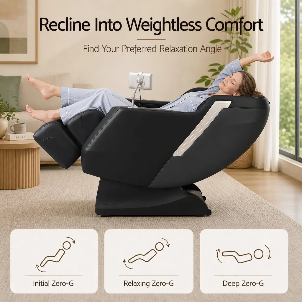 Massage Chair Full Body Zero Gravity Recliner PU Leather Black