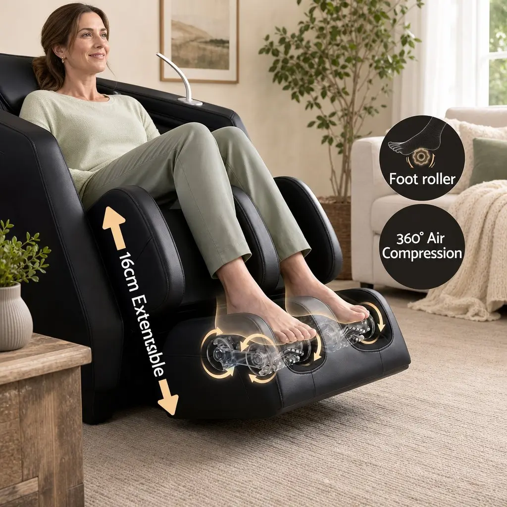 Massage Chair Full Body Zero Gravity Recliner PU Leather Black