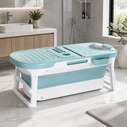 Foldable Bathtub Portable Folding Water Spa with Cover Plate Neck Pillow