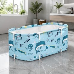 Foldable Bathtub Portable Spa Bucket Inflatable Cushion Hot Cold Water 114x62cm