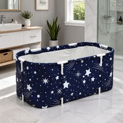 Foldable Bathtub Inflatable SPA Bucket with Cushion Support Brackets Navy