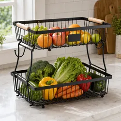 Versatile 2-Tier Fruit Basket for Kitchen Organization