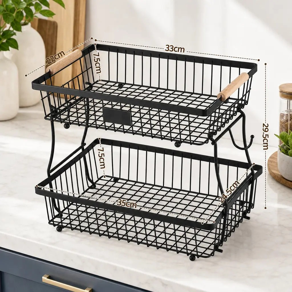 2-Tier Fruit Basket for Kitchen Organization