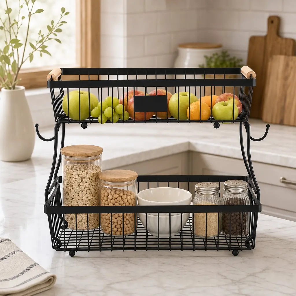 2-Tier Fruit Basket for Kitchen Organization