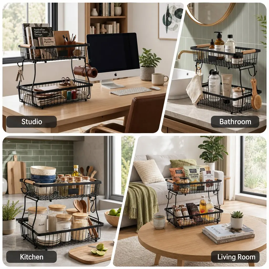 2-Tier Fruit Basket for Kitchen Organization