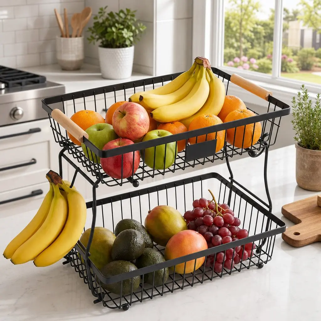 2-Tier Fruit Basket for Kitchen Organization