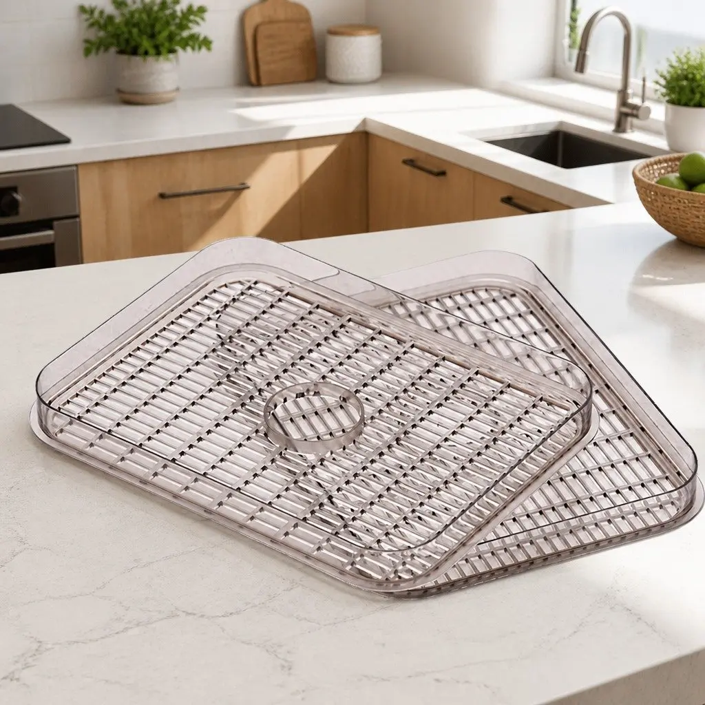 Food Dehydrator Add-On Tray Clear Plastic PS 2 Piece Drying Accessory