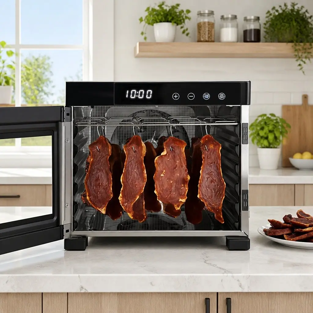 Food Dehydrator Stainless Steel 6 Tray Adjustable Temperature LCD Touch Control Silver