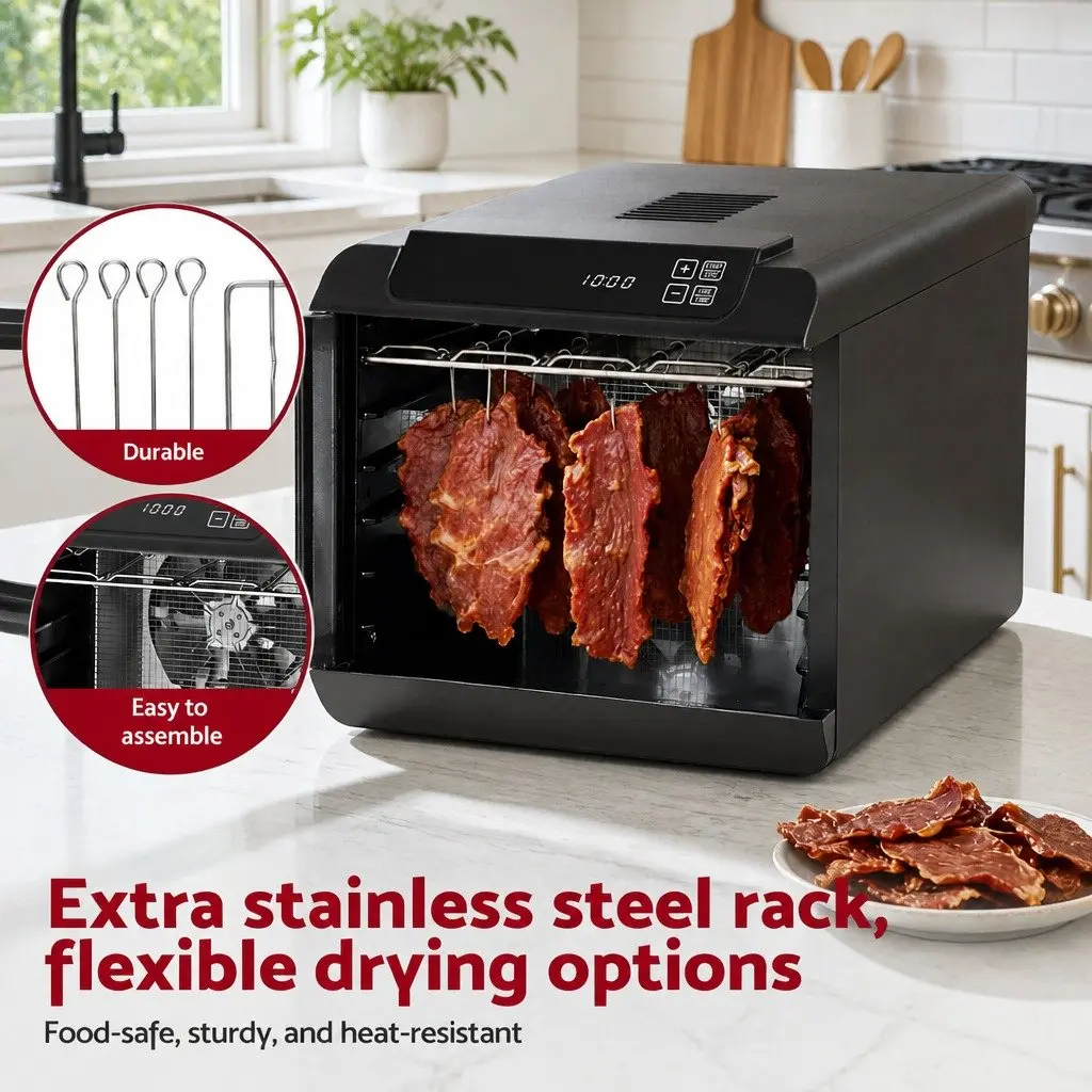 Food Dehydrator Stainless Steel 6 Tray Digital LCD Touch Control Adjustable Temperature
