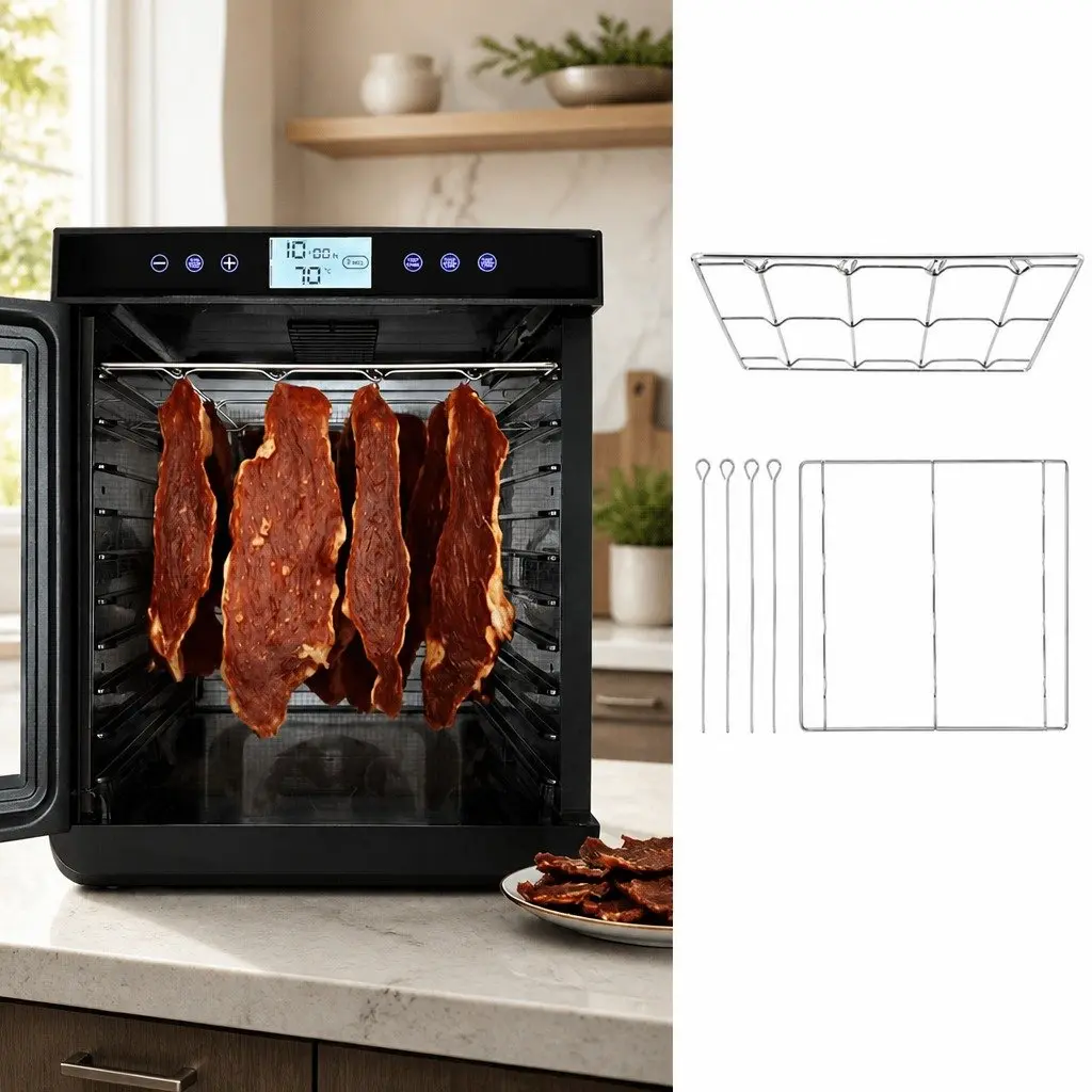 Stainless Steel Hanging Rack for 30.5cm Food Dehydrator Suitable for Drying Jerky Herbs Vegetables Meat Strips Easy Clean Tool Free Assembly
