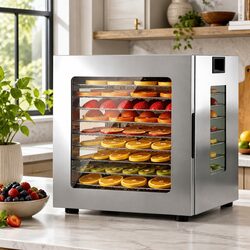 10 Tray Food Dehydrator Stainless Steel Glass Door LED Touch Control Preserve
