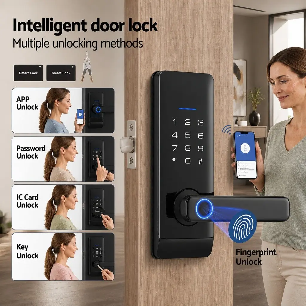 Door Lock Touchpad Electronic Security System Black Zinc Alloy 15cm x 7.5cm x 19cm