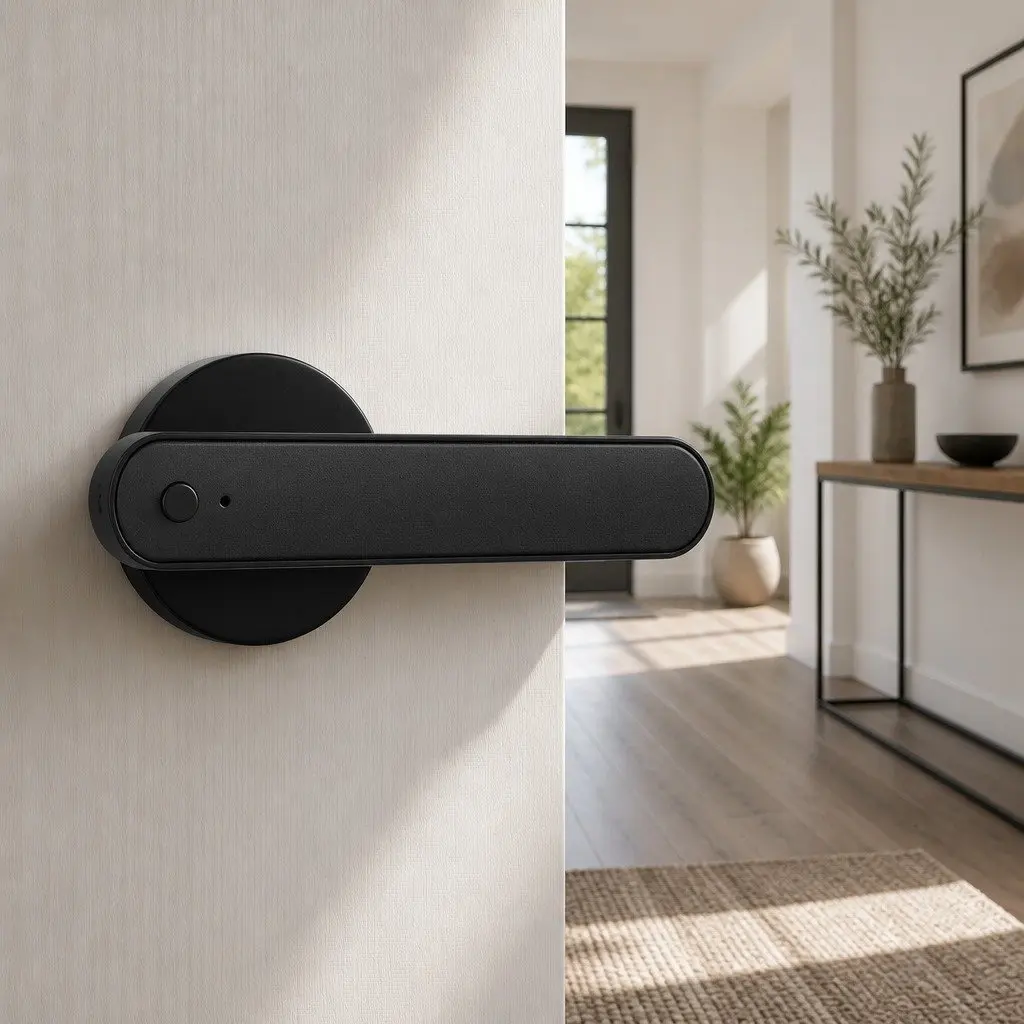 Electronic Fingerprint Door Lock Keyless Access Bluetooth App Black