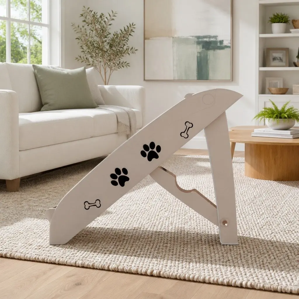 Dog Ramp Steps Portable Foldable PP Plastic 62cm x 40cm x 49cm Beige