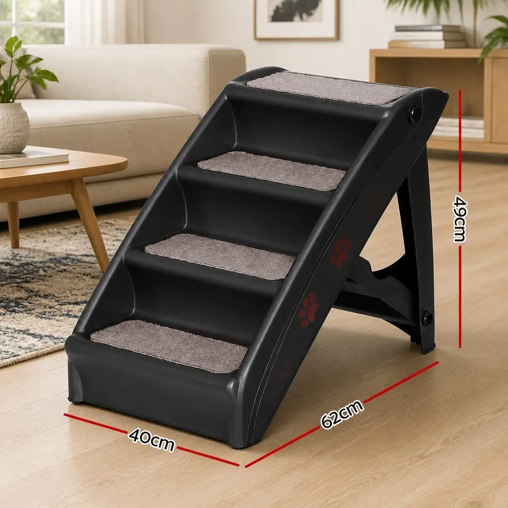Dog Ramp Steps For Bed Sofa Car Pet Stairs Ladder Portable Foldable Black