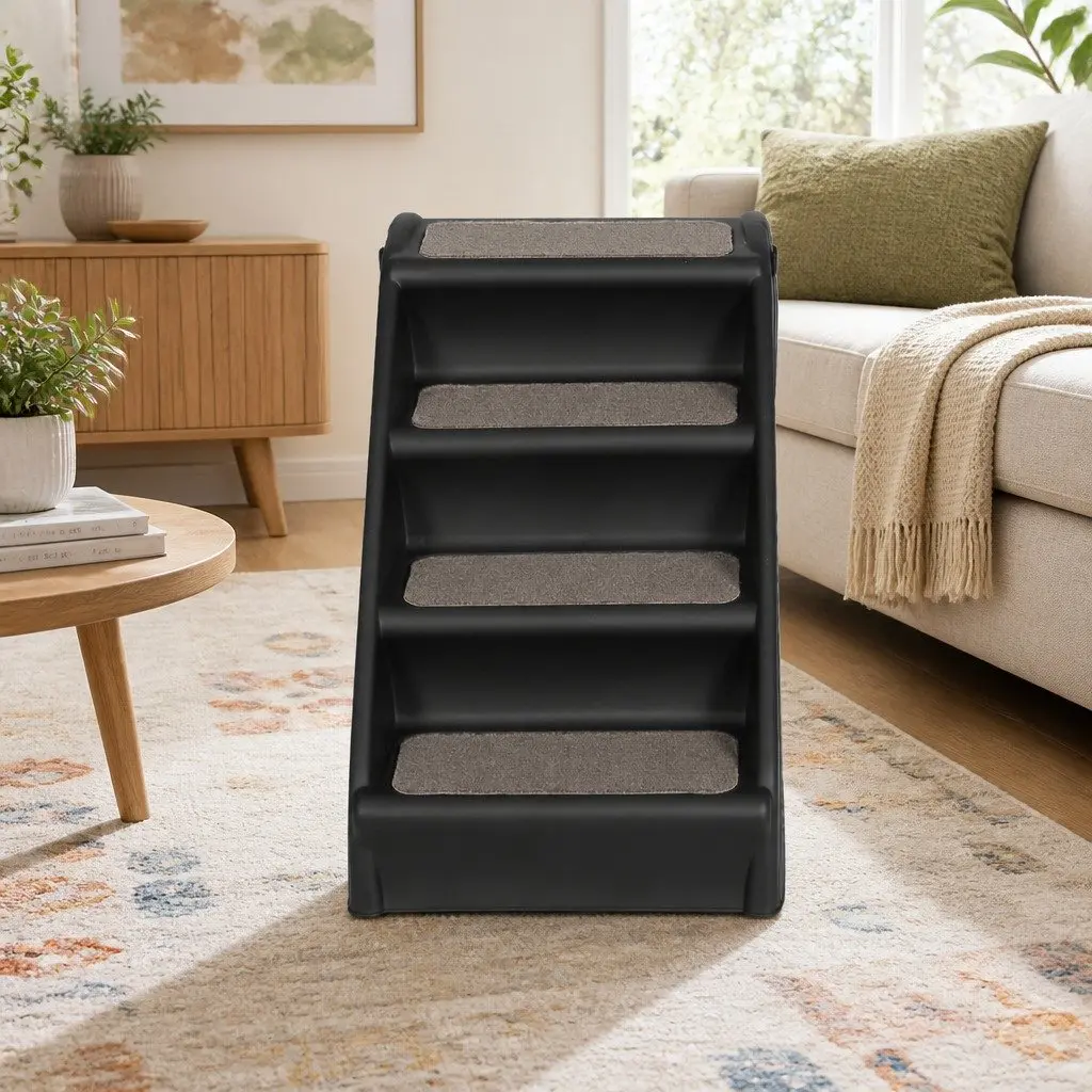Dog Ramp Steps For Bed Sofa Car Pet Stairs Ladder Portable Foldable Black